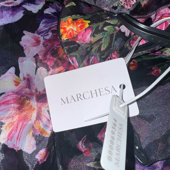 MARCHESA FLORAL STRAPLESS HIGH LOW GOWN - Picture 5 of 6